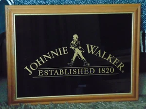 Vintage Minimalist Retro Johnnie Walker Whiskey Advertising Sign - Mounted - Picture 1 of 4
