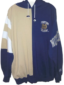 De colección años 90 SUDADERA CON CAPUCHA NOTRE DAME LUCHA IRLANDESA STARTER 1/2 DIVIDIDA XL ¡RARA! - Imagen 1 de 3