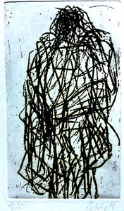 MAX UHLIG >Straßenszene< HAND-SIGNIERT, Radierung Probeabzug Bütten Rahmen 43x33 - Bild 1 von 5