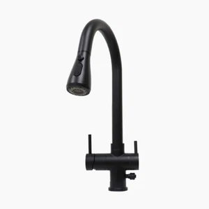 IonFaucet IonKitchen Faucet Matte Black Dual Handle Retractable High Arching NEW - Picture 1 of 3