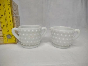 2 Vintage Fenton Spike Hobnail Milk Glass Juice Tea Cup Miniature Tumblers 2" - Picture 1 of 11