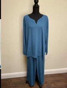 NWT Cabernet Woman Classic Full Length 2PC Teal Pajama Set size XL - Picture 1 of 7