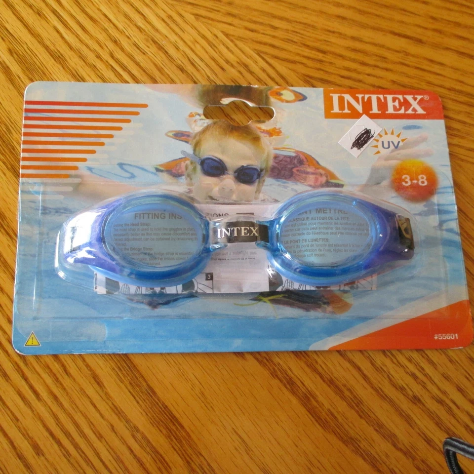 New INTEX Junior GOGGLE UV Protection One Pair GOGGLES Beach POOL BLUE GOGGLES  - Image 1 of 2