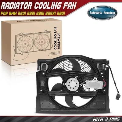 Вентилятор конденсатора в сборе с плащаницей для BMW 330i 323i 325i 325xi 320i 323is 328i - Изображение 1 из 4