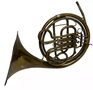antike französische Hörner Messing Musikinstrument graviert Alexander - Bild 1 von 16