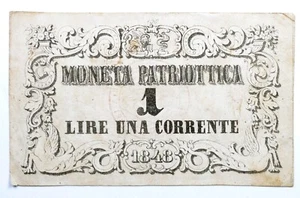 VENEZIA GOVERNO PROVVISORIO 1848 - Banconota MONETA PATRIOTTICA LIRE 1 CORRENTE - Imagen 1 de 2