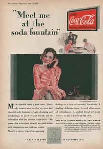 1929 Vintage Coca-Cola meet At The Soda Fountain Beverage Soda Print Ad - Picture 1 of 1