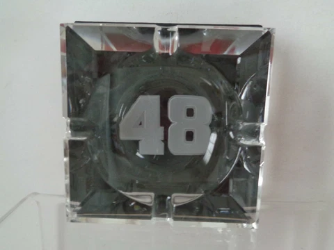 Vintage Nascar Etched Crystal #48 Glass Ashtray Winston Cup Original Box Cover