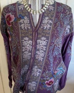 Johnny Was Dover Bluse Einzelhandel 285 $ - Neu mit Etikett Größe Medium lila - 174 - Bild 1 von 9