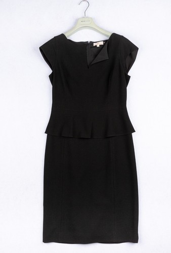 Abito Tory Burch Crepe Peplum nero manica ad aletta taglia 8