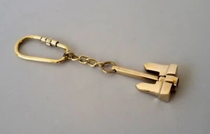 ANTIQUE ANCHOR NAUTICAL SOLID BRASS KEYRING WITH KEY CHAIN BEST GIFT ITEM - Picture 1 of 2