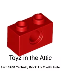 Lego 1x 3700 Red Technic, Ladrillo 1 x 2 con Hole Technic 1980’s Expert Builder - Imagen 1 de 1