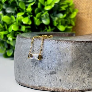 14k Gold Diamond Necklace – April Birthstone Jewelry – Minimalist Pendant - Picture 1 of 11