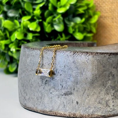 14k Gold Diamond Necklace – April Birthstone Jewelry – Minimalist Pendant - Image 1 of 4