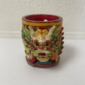 Feng Shui Dragon 3D Pencil And Pen Holder Colorful Red 4" Tall Collectible Decor - Picture 1 of 6