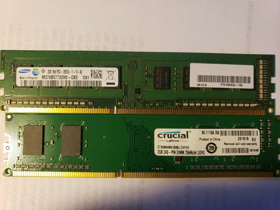 Samsung 4GB (2 x 2GB) 1Rx8 PC3-12800U DDR3 Desktop Memory RAM M378B5773CH0-CK0 - Image 1 of 1
