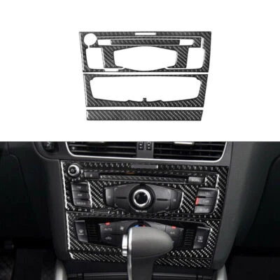 Cubierta de marco de radio reproductor de CD central de fibra de carbono para Audi Q5 tipo B 2009-17 Foto 1 de 4