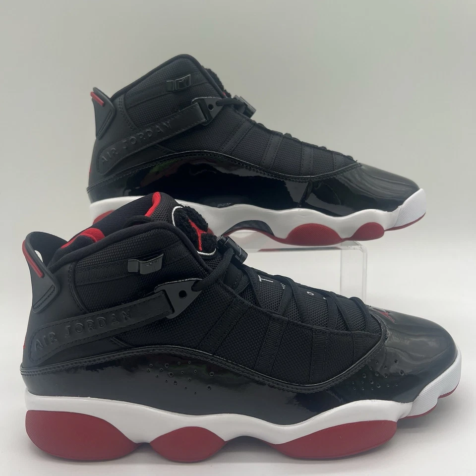 男式 11 码耐克 Jordan 6 Rings 黑色红色白色运动鞋 322992 062 — 第 1/4 张图片
