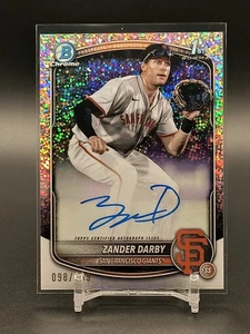 Bowman Chrome 1st Bowman Zander Darby Speckle Refractor Auto Giants 2025/299 - Imagen 1 de 3