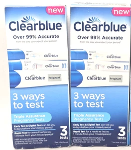 2x LOTE Clearblue Triple Aseguramiento Embarazo 3 Pruebas 6 Pruebas Digitales EXP 12/2026 - Imagen 1 de 2