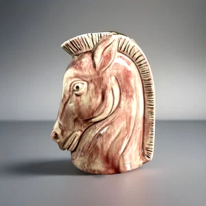 MCM Pferde Vase Mid Century Modern Rose Rosa Kunstkeramik Keramik Dekor Blumen - Bild 1 von 11