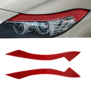 2Pcs For BMW Z4 E89 09-16 Red Carbon Fiber Headlight Eyebrow Eyelid Cover Trim - Picture 1 of 10