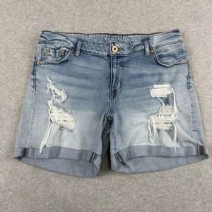 Edgely Jean Shorts WMNS 16W Light Wash Ripped Denim Rolled Hem Mid Rise Stretchy - Picture 1 of 11