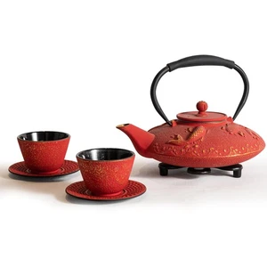 Cast Iron Teapot Set with 2 Tea Cups, 7Pcs Japanese Tea Kettle with Stainless... - Picture 1 of 6