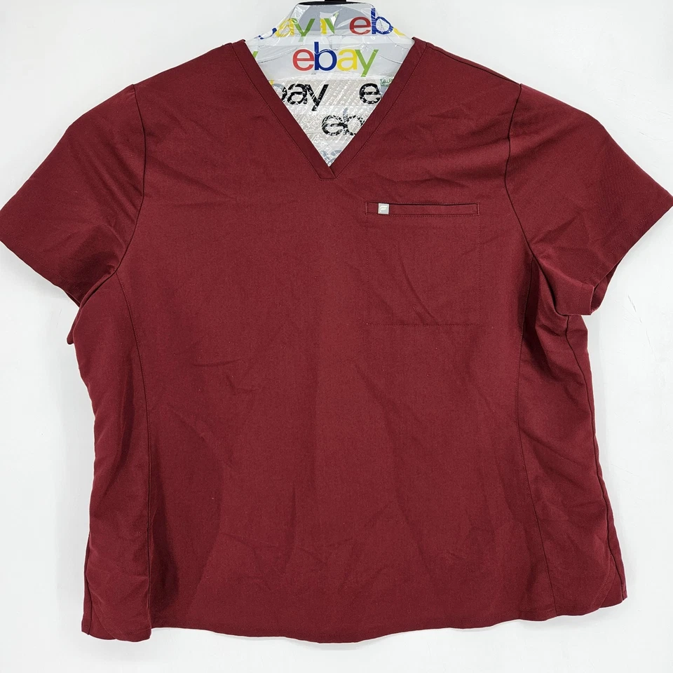 Fabletics Scrub Top Womens 3X Vital 1 Pocket Uniforms Healthcare Nurses Maroon  - Image 1 of 4