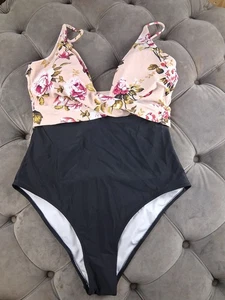 Cupshe One Piece Swimsuit Women's Large Floral Padded Adjustable  - Picture 1 of 4