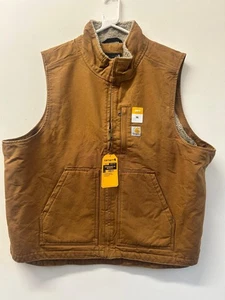 Carhartt Mock Neck Washed Duck gefütterte Weste braun ärmellose Jacke Herren 2XL - Bild 1 von 6