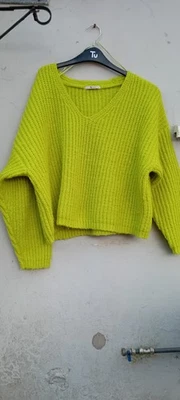 Ladies TU Green Chunky-knit Short Length Jumper Size 14 Exc Cond Pre-owned - Image 1 of 4