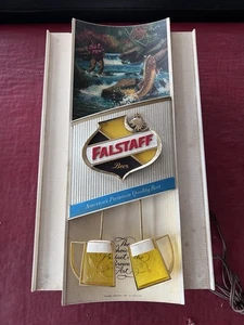 VTG Falstaff Beer Toasting Mugs Motion Trout Fishing Sign Bud Working Fish Brew - Picture 1 of 19