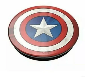 PopSockets: PopGrip w/Swappable Top for Phones &Tablets Captain America Shield - Picture 1 of 6