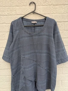 Sahara UK 14 Navy Blue Acymetrical Largenlook Tunic Top - Picture 1 of 14