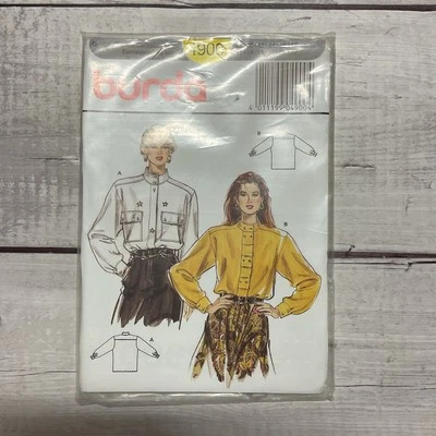 Burda 4900 Sewing Pattern Shirt Band Collar Long Sleeves Miss Size 12-22 UNCUT - Image 1 of 3