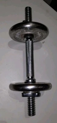 Vtg Bollinger Barbell Threaded Dumbell 2 Weight Plates 3 lb 1.4kg Each Chrome - Image 1 of 4