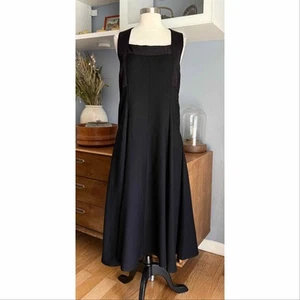 Vintage Calvin Klein Collection schwarz Wolle Midi Flare Kleid Gr. 8 Italien - Bild 1 von 12