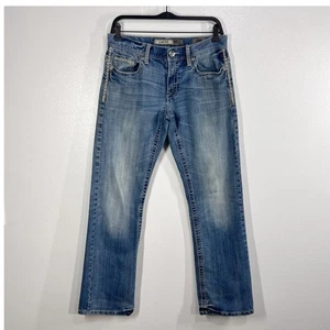 Pantalones de mezclilla clásicos elásticos pierna recta lavado medio 29R BKE Carter para hombre - Imagen 1 de 9