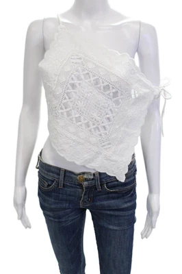 MNG Womens Cropped Camisole White Cotton Tie Sleeveless Bohemian Size M - Image 1 of 4