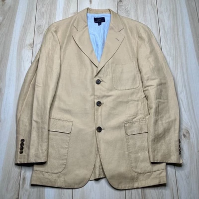 Brooks Brothers 346 Mens Khaki Tan Linen Regent Fit Sport Coat Blazer Size M - Image 1 of 4
