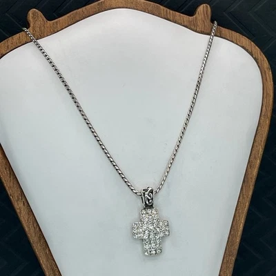 Brighton Sacred Cross Reversible Crystal Pendant Necklace Silver-Tone 18” - Image 1 of 4