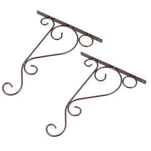 2pcs Iron Hanging Brackets Wall Mounted Decorative Plant Basket Hooks - Picture 1 of 12