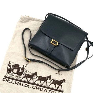 Delvaux Shoulder Bag All Leather Navy Blue D Hardware Authentic Vintage - Picture 1 of 24