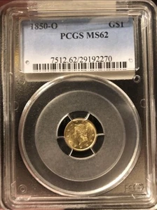 1850 O G$1 PCGS MS62 New Orleans Rare High Grade Pop 13/12 - Picture 1 of 4