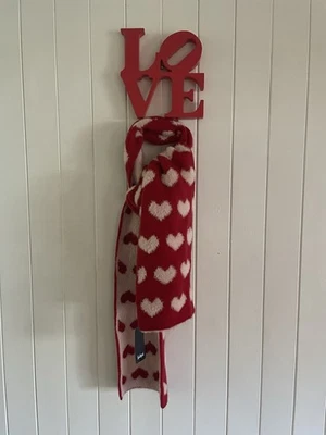 Sportsgirl Red & Pink Heart Scarf 🧣- Fluffy Knit Love Heart Design New - image 1 of 4