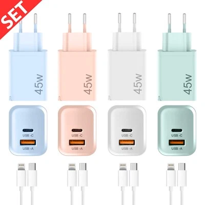 45W Schnellladegerät + USB-C Ladekabel für iPhone, iPad | Netzteil + TYP-C Kabel - Bild 1 von 2