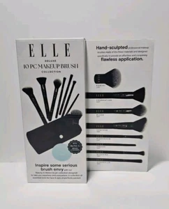 Elle Deluxe 10 Piece Makeup Brush Collection W/ Bonus Brush Cleaner - Picture 1 of 2