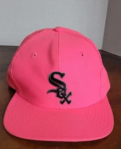 Vintage 90s Chicago White Sox Snapback Hat Neon Hot Pink RARE - Picture 1 of 12