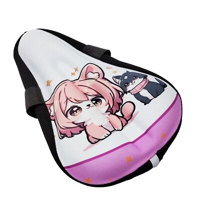 Cojín de asiento de bicicleta para niños, funda acolchada de gel con estampado de personajes de anime, rosa y W Foto 1 de 4